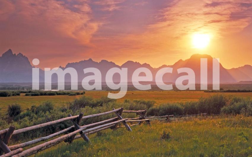 Sunset over the Grand Teton from the sagebrush flats; Grand Teto