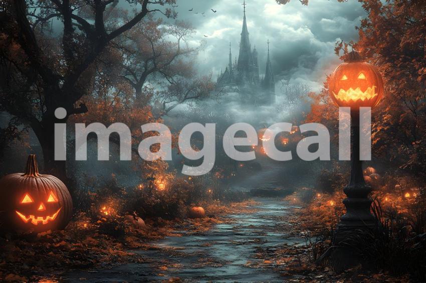 045 halloween monster view 50 backdrops b25242