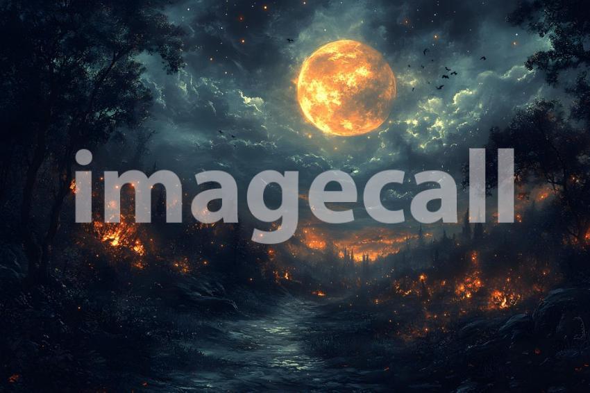 008 halloween forest scene 80 backdrops b25236