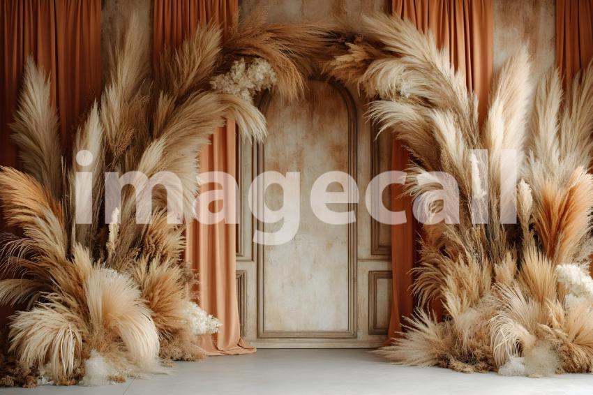 017 boho pampas arch 60 backdrops b25252