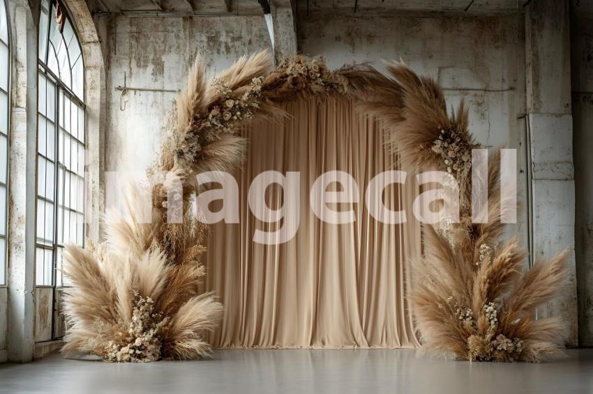 033 boho pampas arch 60 backdrops b25252