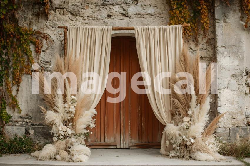 041 boho pampas arch 60 backdrops b25252