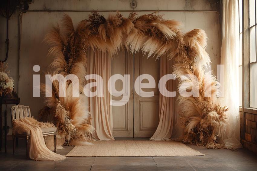 048 boho pampas arch 60 backdrops b25252