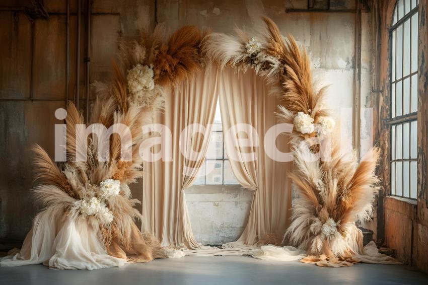 054 boho pampas arch 60 backdrops b25252