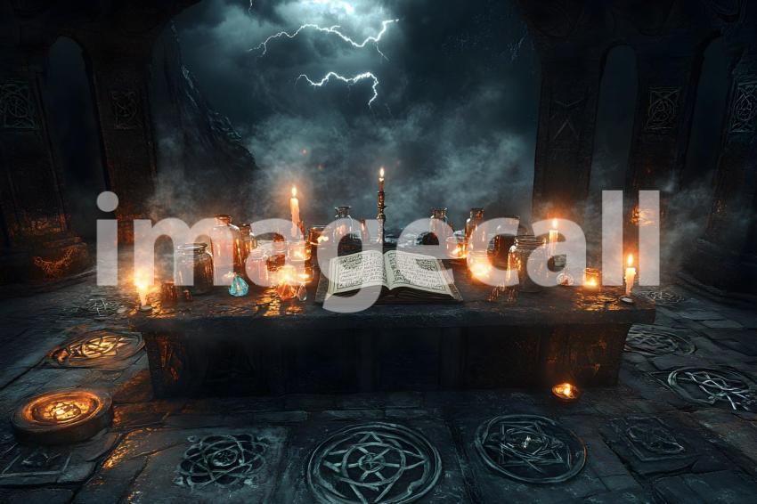 050 dark candlelit altar 60 backdrops b25027