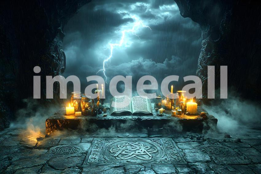 057 dark candlelit altar 60 backdrops b25027
