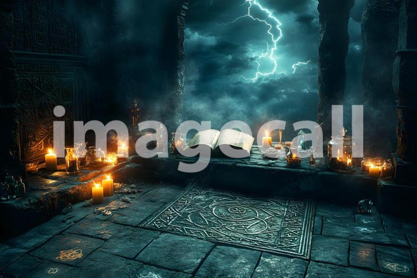 051 dark candlelit altar 60 backdrops b25027