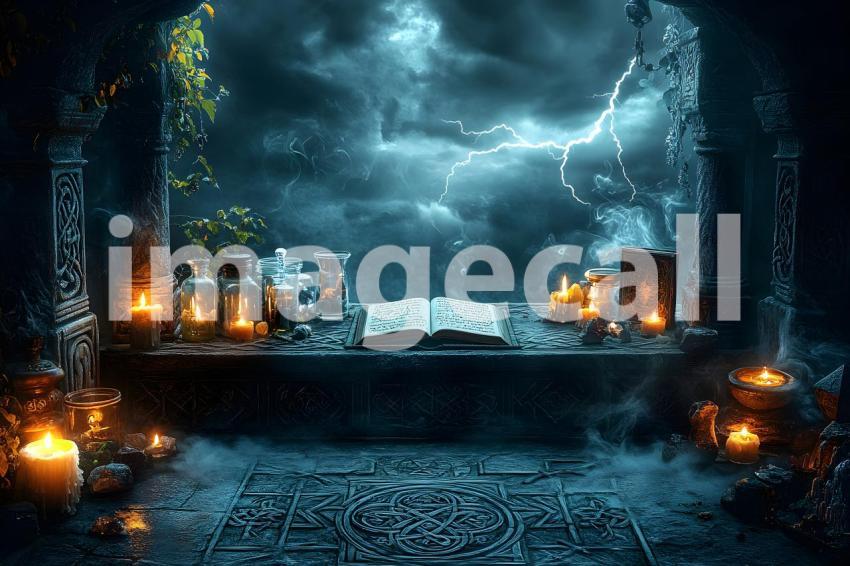 053 dark candlelit altar 60 backdrops b25027
