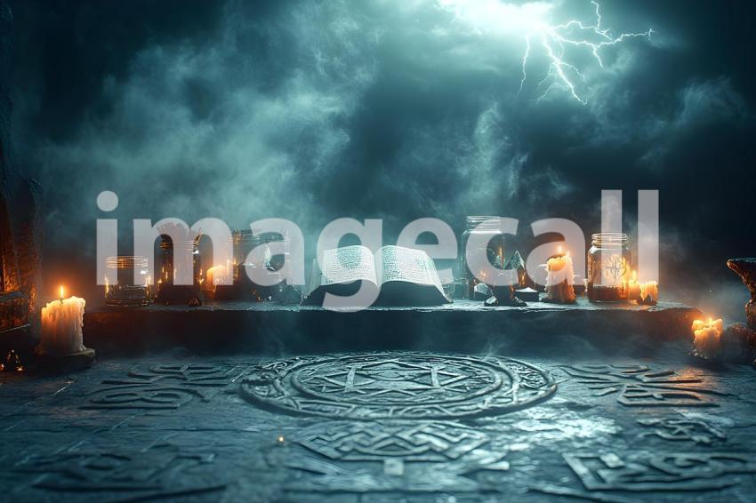 008 dark candlelit altar 60 backdrops b25027