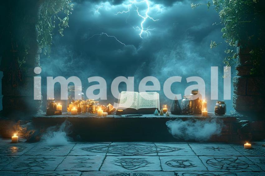 013 dark candlelit altar 60 backdrops b25027