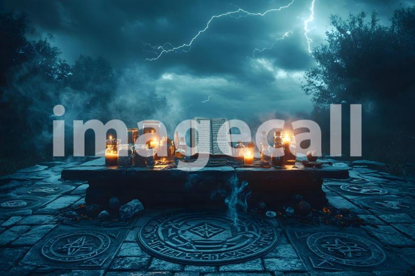 014 dark candlelit altar 60 backdrops b25027