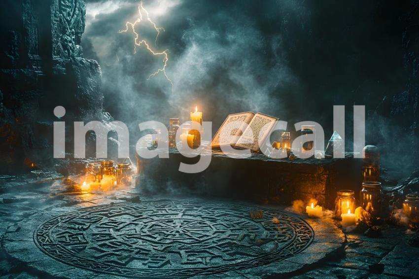 012 dark candlelit altar 60 backdrops b25027