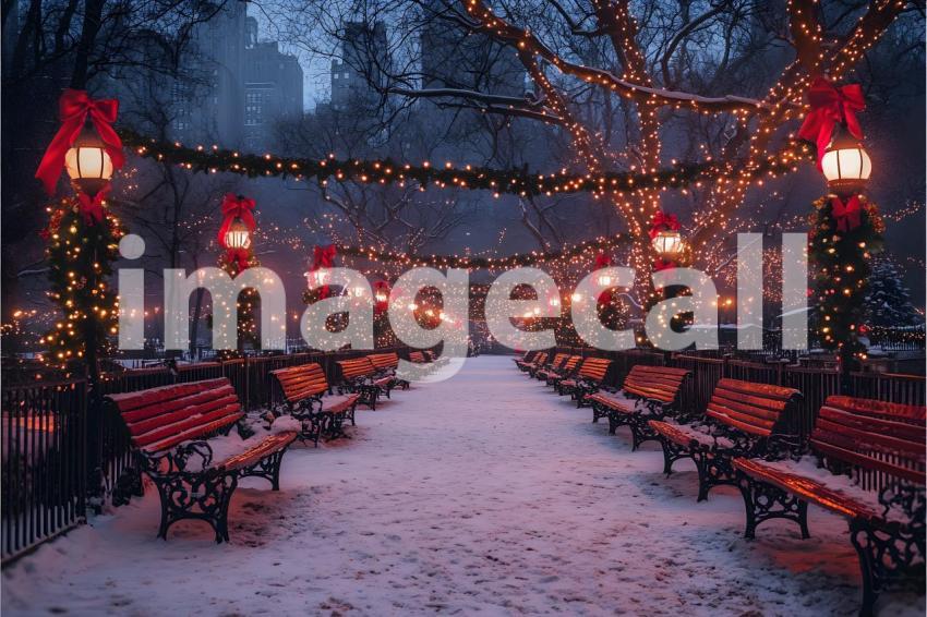 068 christmas park scene 65 backdrops b25088