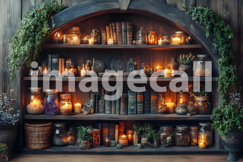 092 enchanted bookshelf 125 backdrops b25064