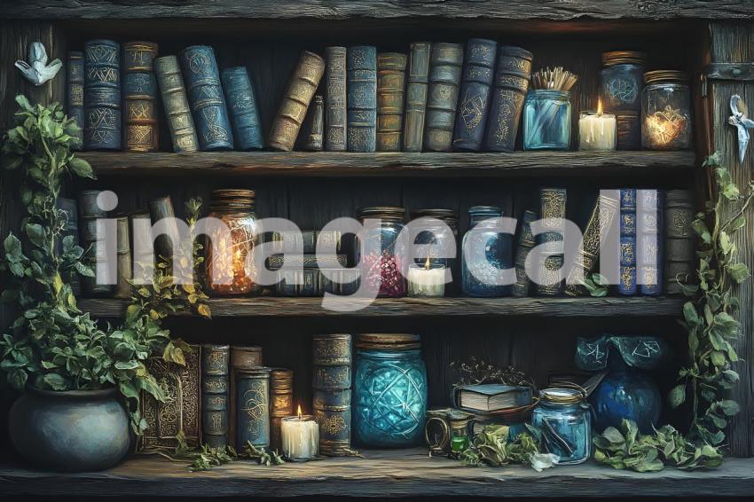 099 enchanted bookshelf 125 backdrops b25064