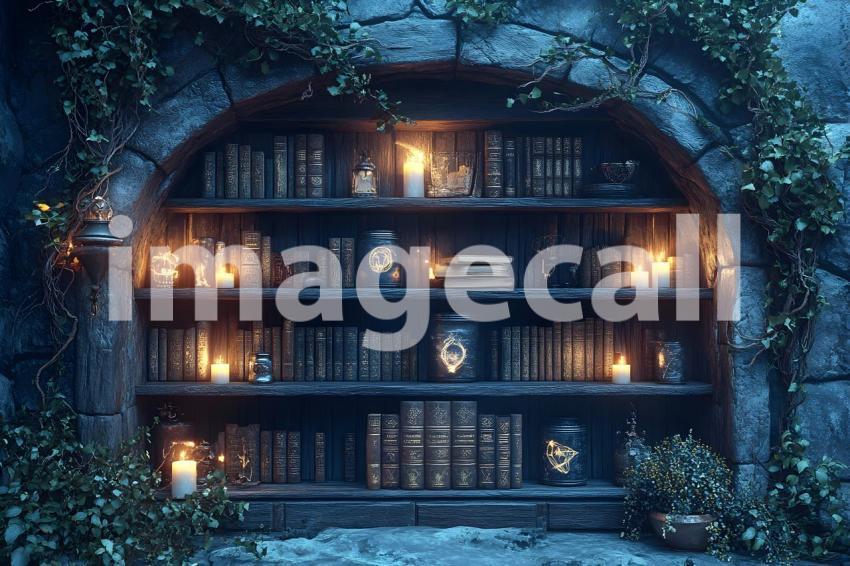 071 enchanted bookshelf 125 backdrops b25064