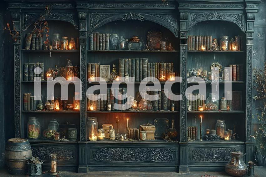 023 enchanted bookshelf 125 backdrops b25064