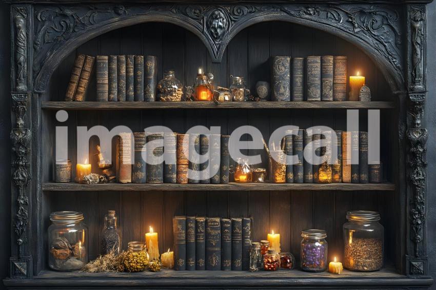 042 enchanted bookshelf 125 backdrops b25064