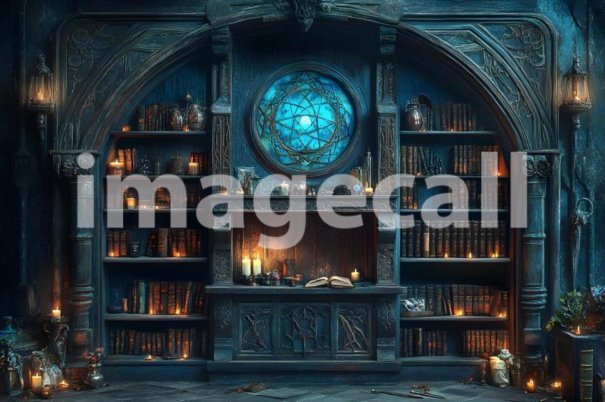 002 enchanted bookshelf 125 backdrops b25064