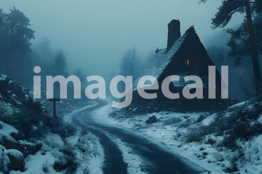 055 witch s hut 60 backdrops b25029