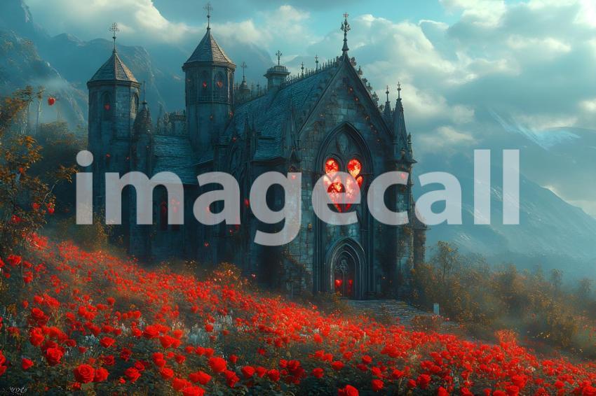 030 queen of hearts castle 35 backdrops bd25548