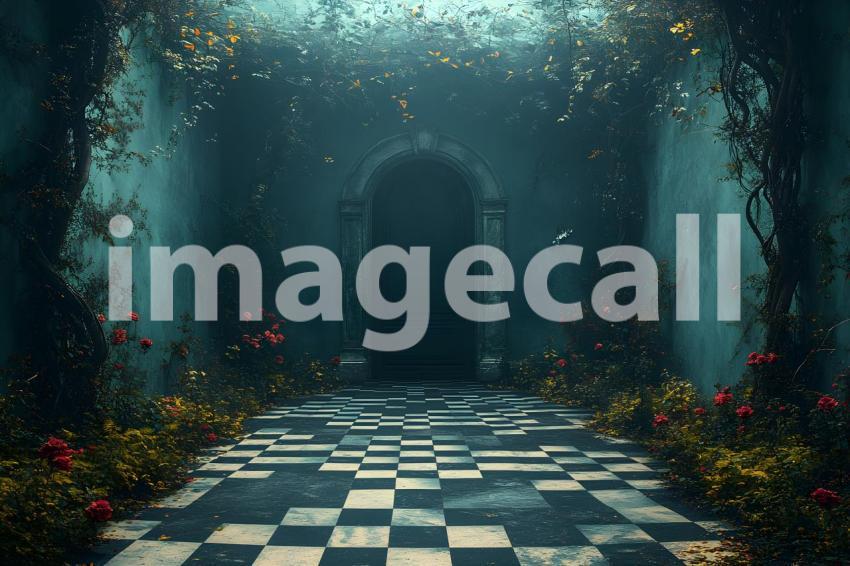 003 checkered garden path 30 backdrops bd25433