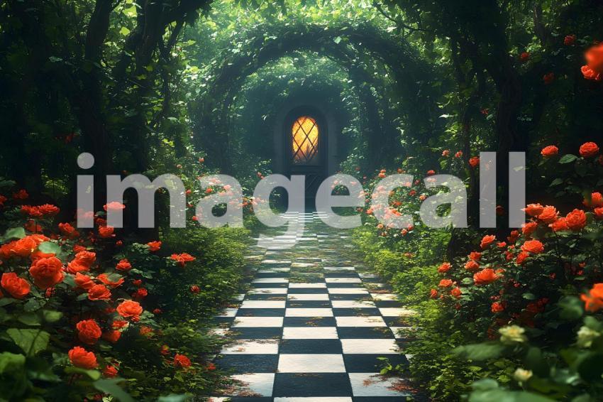 012 checkered garden path 30 backdrops bd25433