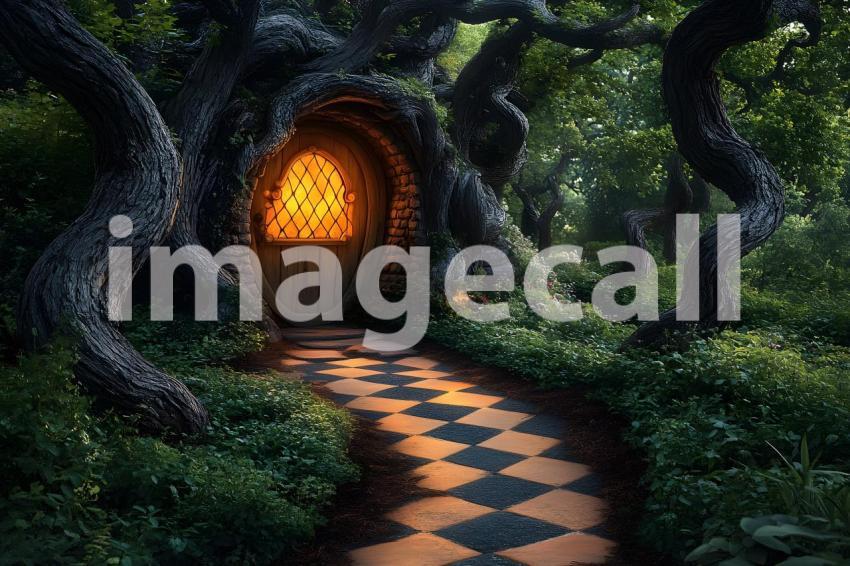 002 checkered garden path 30 backdrops bd25433