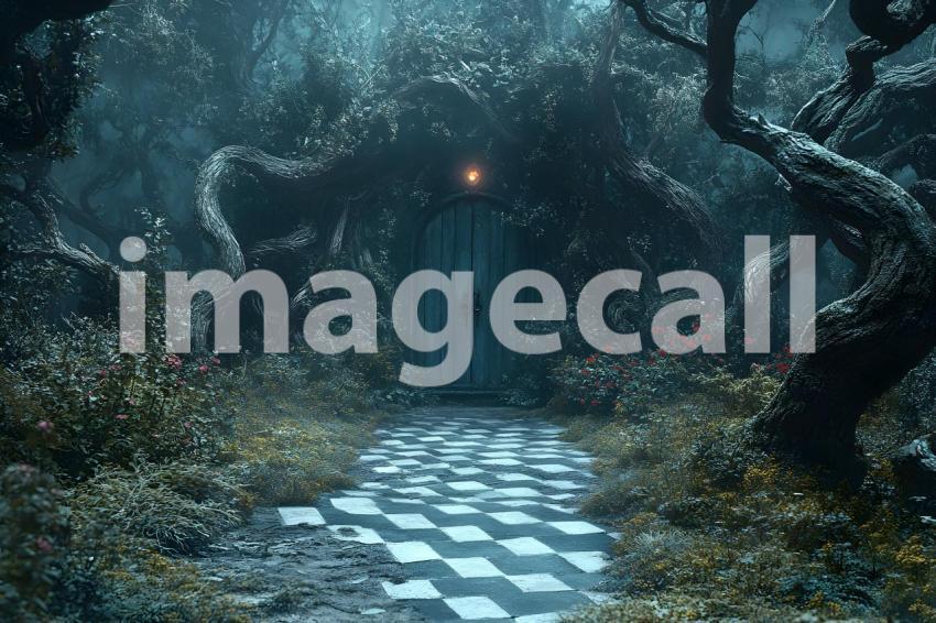 006 checkered garden path 30 backdrops bd25433