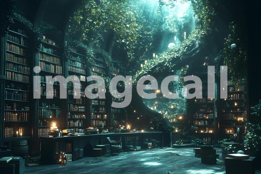 083 enchanted dark library 85 backdrops bd25455