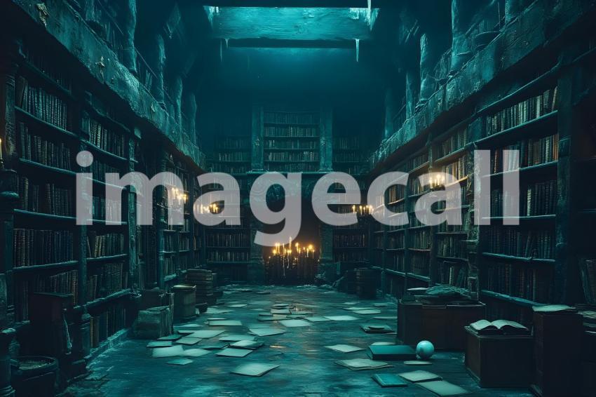 079 enchanted dark library 85 backdrops bd25455