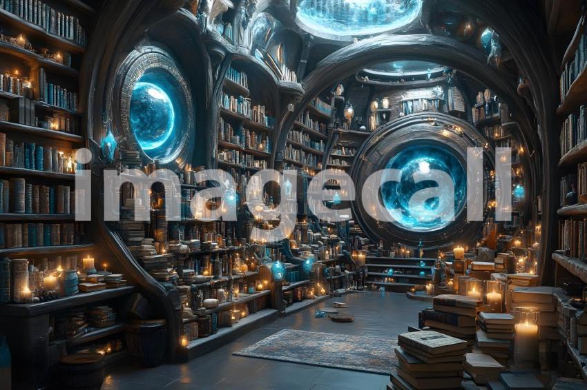 073 enchanted dark library 85 backdrops bd25455