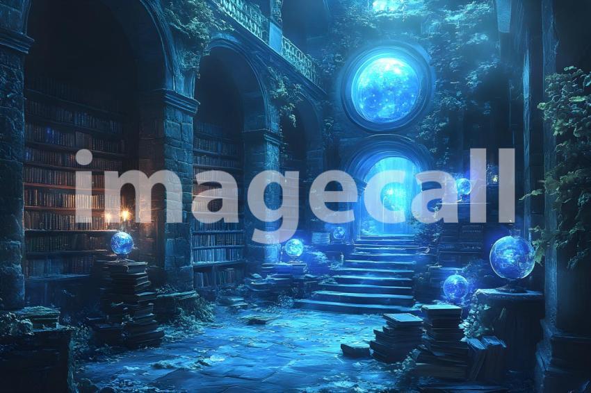 076 enchanted dark library 85 backdrops bd25455