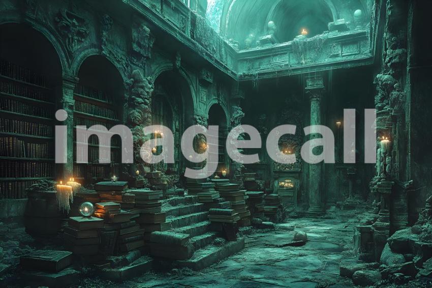 012 enchanted dark library 85 backdrops bd25455