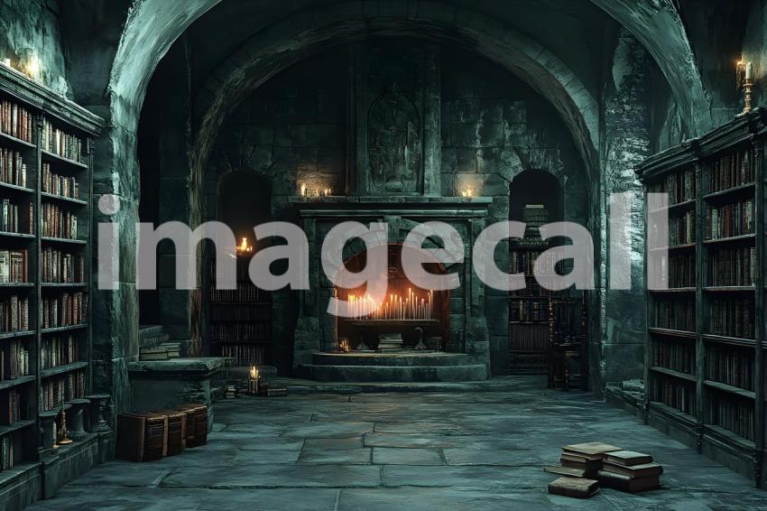 038 enchanted dark library 85 backdrops bd25455
