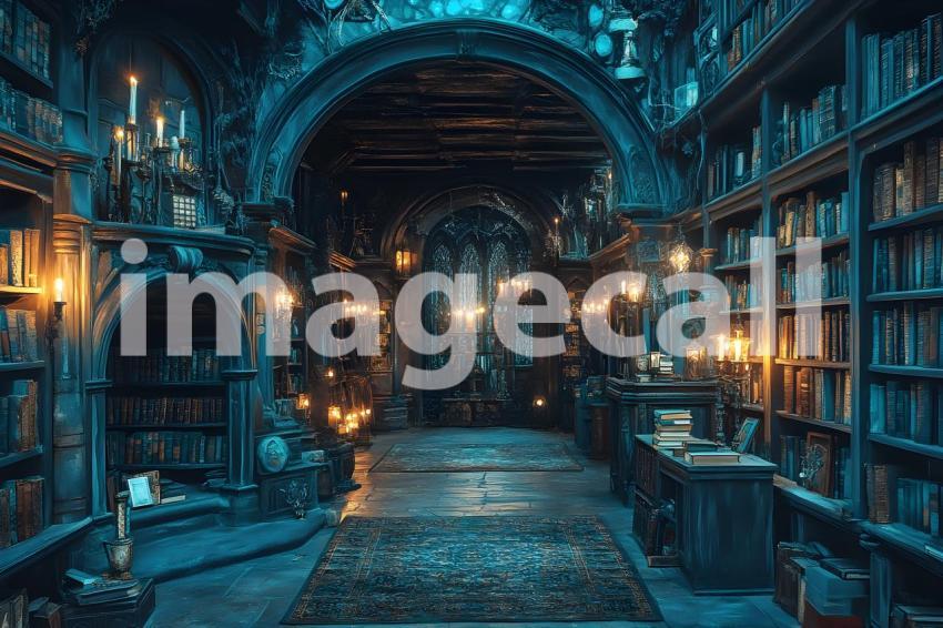 037 enchanted dark library 85 backdrops bd25455