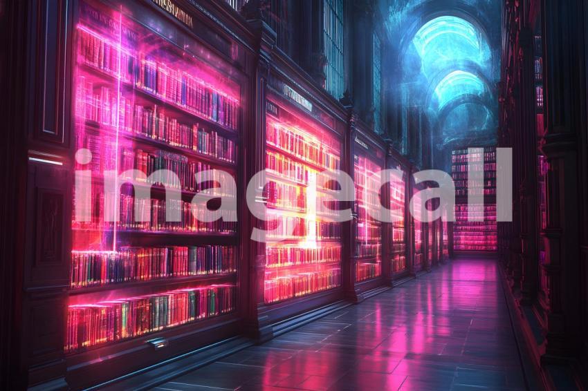 U3644368625 Neon Holographic Library A neon lit library with  b3c49e8a 5176 4971 9717 1b15e523c3a3 2