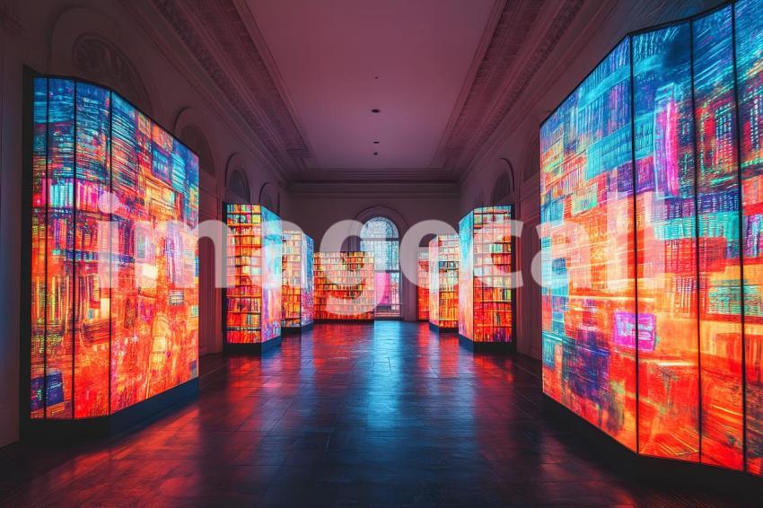 U3644368625 Neon Holographic Library A neon lit library with  e9d45745 fd3a 4d41 a60b e8a1998b0197 0