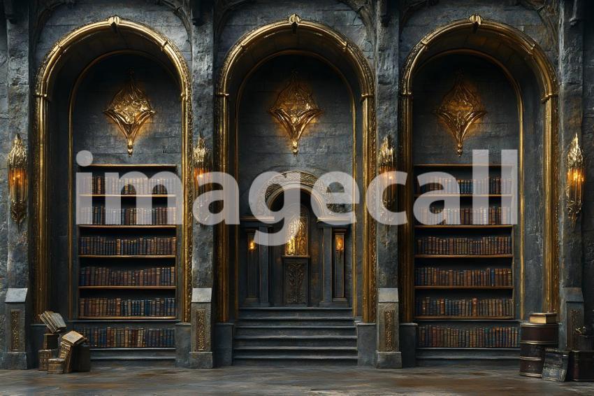Clips12345 Gothic Gold Library A backdrop depicting a Gothic st 9a7596f9 24e8 45a6 9807 ab74f416537c part3