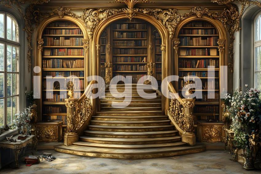Clips12345 Gothic Gold Library A backdrop depicting a Gothic st 7aa67072 886b 4395 b042 02630da869b5 part1
