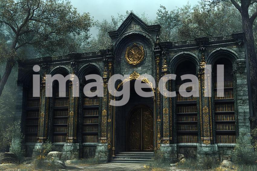 Clips12345 Gothic Gold Library A backdrop depicting a Gothic st 9a7596f9 24e8 45a6 9807 ab74f416537c part1