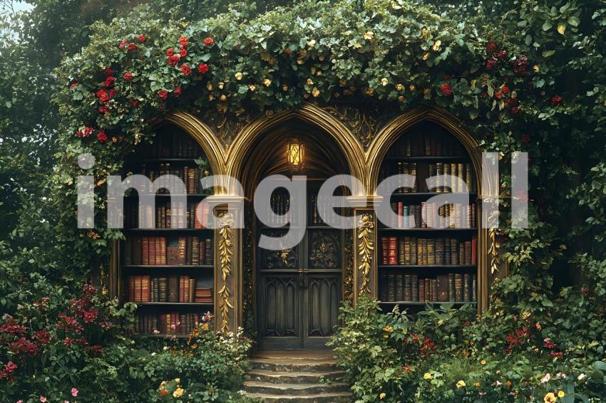 Clips12345 Gothic Gold Library A backdrop depicting a Gothic st e6b2ffc8 c35e 4d89 baa4 853abb5f55f8 part2