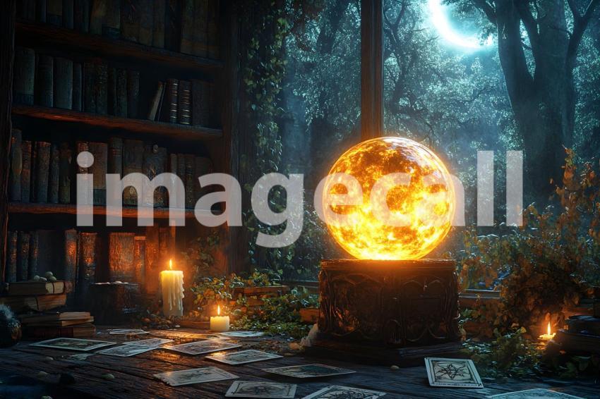 Abc1323 A glowing witchs crystal ball sitting on a carved woo 8688da3c 517e 40e8 88ab 9ce8a2b68f54 1