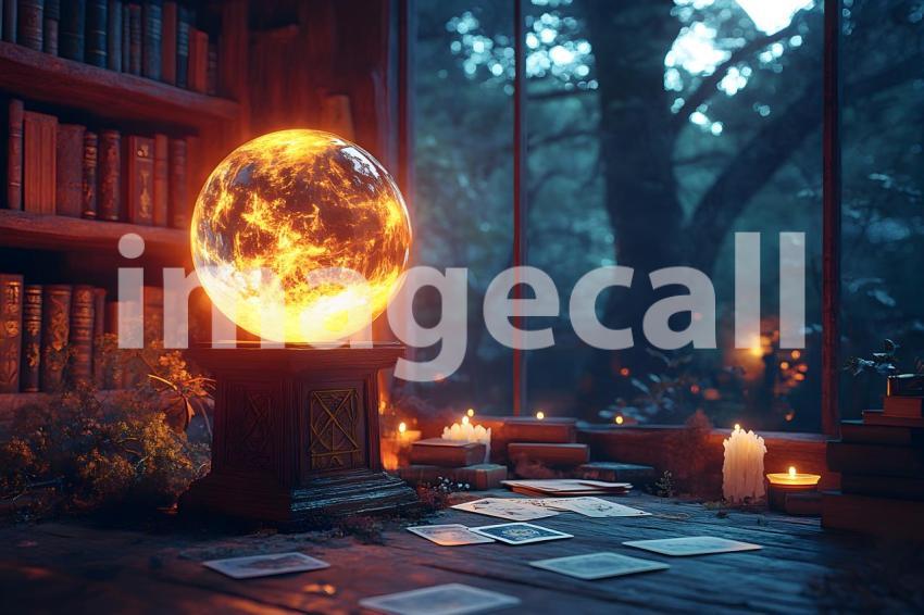 Abc1323 A glowing witchs crystal ball sitting on a carved woo 8688da3c 517e 40e8 88ab 9ce8a2b68f54 3