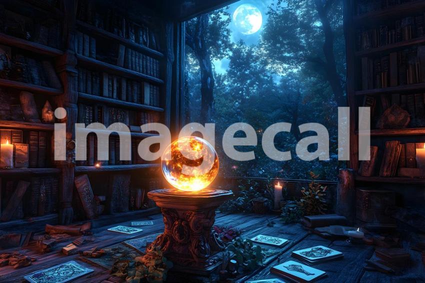 Abc1323 A glowing witchs crystal ball sitting on a carved woo 18400053 c67d 405d a317 016d6564ada7 3