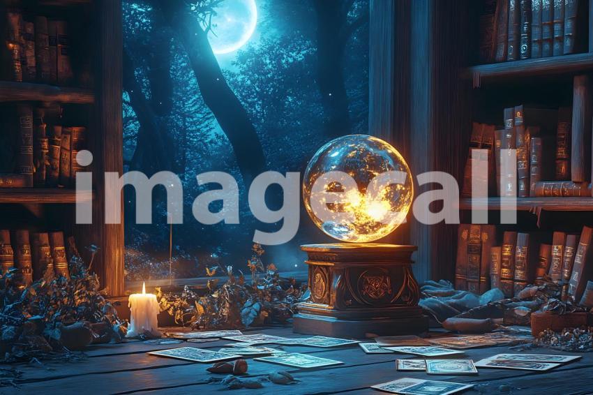 Abc1323 A glowing witchs crystal ball sitting on a carved woo 18400053 c67d 405d a317 016d6564ada7 2