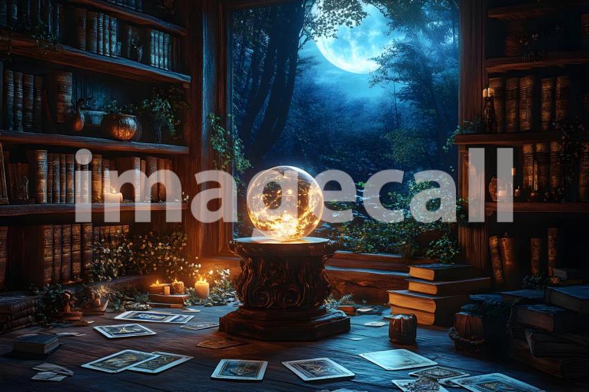 Abc1323 A glowing witchs crystal ball sitting on a carved woo c441705d e144 45d3 a2d4 5014277e2e7d 3