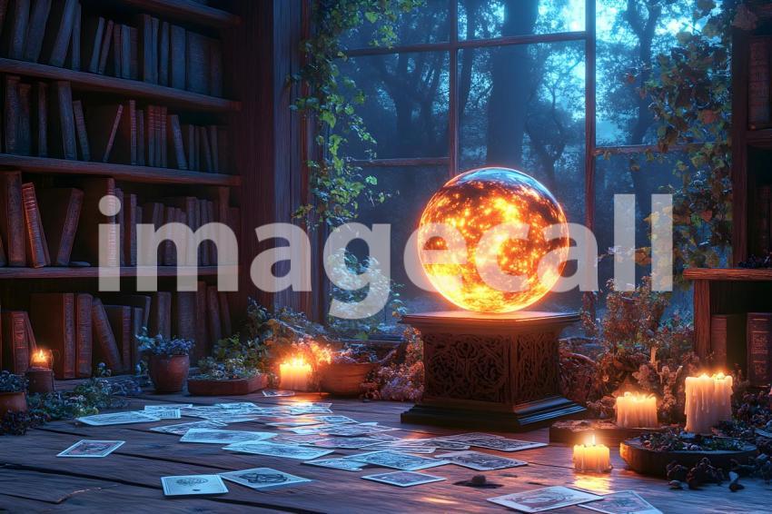 Abc1323 A glowing witchs crystal ball sitting on a carved woo de1f6149 8361 4035 951c 95074439c06b 2