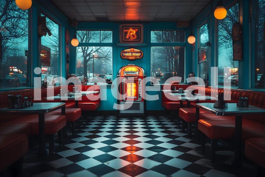 Clips12345 Retro Diner Booth A cozy retro diner with black an 6d0795c2 90b9 4a5d 913b 2340175a96ca 3