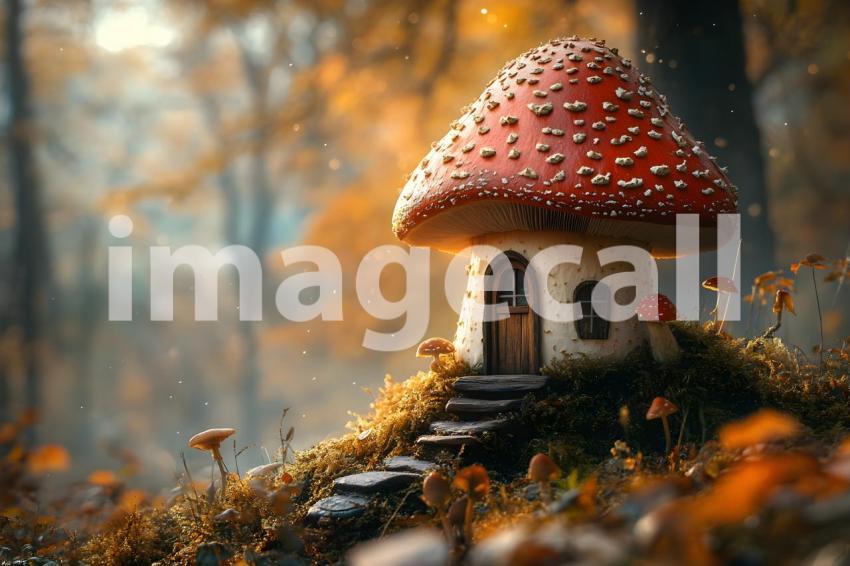 146 mushroom cottage scene 240 backdrops b25206
